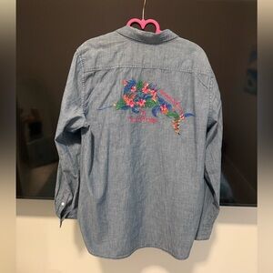 Tommy Bahama Denim Shirt with Floral Embroidery “25 years of paradise”